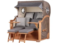 Strandkörbe|bene living Strandkorb Komplettset Königssee Teak Bullauge PE Grau Modell 544