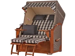 bene living Strandkorb Komplettset Schaalsee Mahagoni PE grau Modell 505* Sale