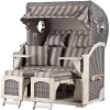 Strandkörbe|bene living Strandkorb Komplettset Ammersee Mahagoni Bullauge washed grey PE Koboo grey Modell 537