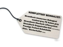 Strandkörbe|bene living Strandkorb Komplettset Ammersee Mahagoni Bullauge washed grey PE Koboo grey Modell 537