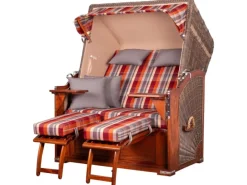 bene living Strandkorb Komplettset Schaalsee Mahagoni PE grau Modell 584*