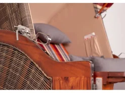 bene living Strandkorb Komplettset Schaalsee Mahagoni PE grau Modell 584*