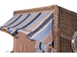 bene living Strandkorb Komplettset Ammersee Teak Bullauge PE Grau Modell 580* Clearance