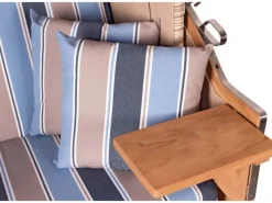 bene living Strandkorb Komplettset Ammersee Teak Bullauge PE Grau Modell 580* Clearance