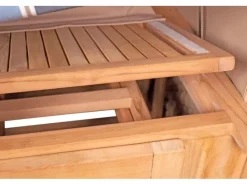 bene living Strandkorb Komplettset Ammersee Teak Bullauge PE Grau Modell 580* Clearance