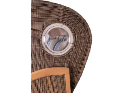 bene living Strandkorb Komplettset Ammersee Teak Bullauge PE Grau Modell 580* Clearance