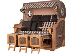 bene living Strandkorb Komplettset Ammersee Grande XXL Teak Bullauge PE grau Modell 505* New