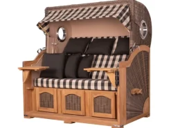 bene living Strandkorb Komplettset Ammersee Grande XXL Teak Bullauge PE grau Modell 505* New