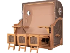 bene living Strandkorb Komplettset Ammersee Grande XXL Teak Bullauge PE grau Modell 505* New