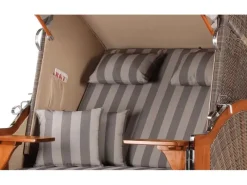 bene living Strandkorb Komplettset Schaalsee Mahagoni PE grau Modell 537* Clearance