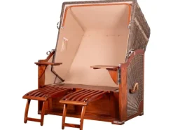 bene living Strandkorb Komplettset Schaalsee Mahagoni PE grau Modell 537* Clearance