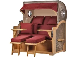 Strandkörbe|bene living Strandkorb Komplettset Königssee Teak Bullauge PE Grau Modell 550