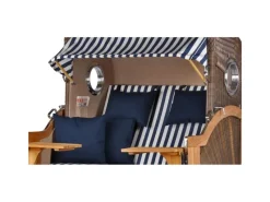 bene living Strandkorb Komplettset Königssee Teak Bullauge PE Grau Modell 518* Hot