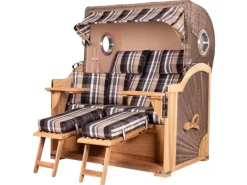 Strandkörbe|bene living Strandkorb Komplettset Königssee Teak Bullauge PE Grau Modell 583