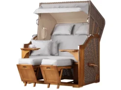 bene living Strandkorb Komplettset Schleswig Pinie Zweisitzer PE Mokka Modell 563* Hot