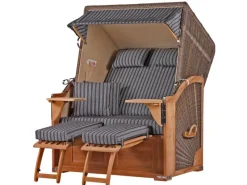 bene living Strandkorb Komplettset Schaalsee Teak PE grau Modell 500* Best