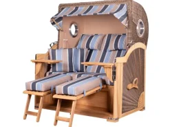 bene living Strandkorb Komplettset Königssee Teak Bullauge PE Grau Modell 580* Hot