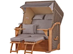 Strandkörbe|bene living Strandkorb Komplettset Schaalsee Teak PE grau Modell 501