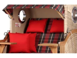 bene living Strandkorb Komplettset Ammersee Teak Bullauge PE Shell Modell 529* Best