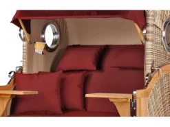 bene living Strandkorb Komplettset Ammersee Teak Bullauge PE Shell Modell 550*