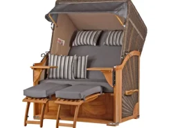 bene living Strandkorb Komplettset Schaalsee Teak PE grau Modell 544* Online