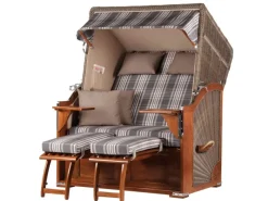 Strandkörbe|bene living Strandkorb Komplettset Schaalsee Mahagoni PE grau Modell 522