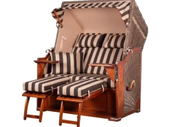 Strandkörbe|bene living Strandkorb Komplettset Schaalsee Mahagoni PE grau Modell 581