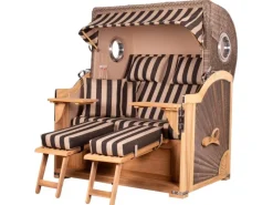 Strandkörbe|bene living Strandkorb Komplettset Königssee Teak Bullauge PE Grau Modell 581