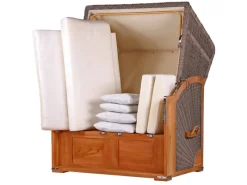 bene living Strandkorb Komplettset Schaalsee Teak PE grau Modell 513* Online