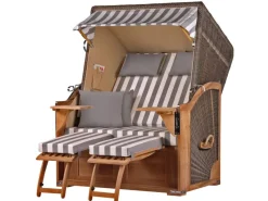 bene living Strandkorb Komplettset Schaalsee Teak PE grau Modell 513* Online