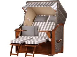 bene living Strandkorb Komplettset Schaalsee Mahagoni PE grau Modell 513* Best