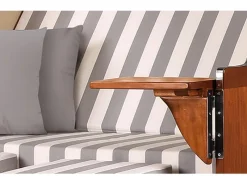 bene living Strandkorb Komplettset Schaalsee Mahagoni PE grau Modell 513* Best