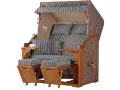 bene living Strandkorb Komplettset Schleswig Pinie Zweisitzer PE Mokka Modell 553* Best