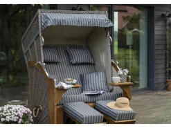 bene living Strandkorb Komplettset Schleswig Pinie Zweisitzer PE Mokka Modell 553* Best