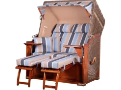 Strandkörbe|bene living Strandkorb Komplettset Schaalsee Mahagoni PE grau Modell 580