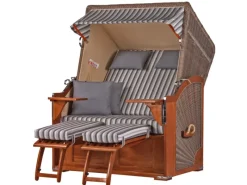 Strandkörbe|bene living Strandkorb Komplettset Schaalsee Mahagoni PE grau Modell 545