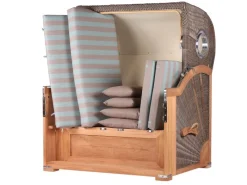 bene living Strandkorb Komplettset Königssee Teak Bullauge PE Grau Modell 520* Discount