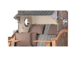 bene living Strandkorb Komplettset Königssee Teak Bullauge PE Grau Modell 520* Discount
