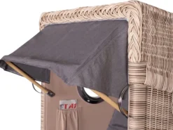 Strandkörbe|bene living Strandkorb Komplettset Ammersee Single Teak Bullauge PE Shell Modell 551 Inkl Liftersystem Schutzhülle Doppelrollen Glasbecherhalter