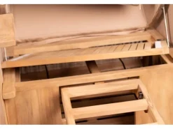 Strandkörbe|bene living Strandkorb Komplettset Ammersee Single Teak Bullauge PE Shell Modell 551 Inkl Liftersystem Schutzhülle Doppelrollen Glasbecherhalter