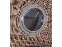 Strandkörbe|bene living Strandkorb Komplettset Ammersee Single Teak Bullauge PE Shell Modell 551 Inkl Liftersystem Schutzhülle Doppelrollen Glasbecherhalter