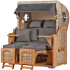 bene living Strandkorb Komplettset Ammersee Teak Bullauge PE Shell Modell 551* Best