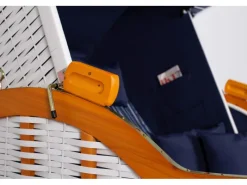 Strandkörbe|Balkonmöbel|bene-living Strandkorb Ostsee 2 Sitzer Weiß-Royal Blau