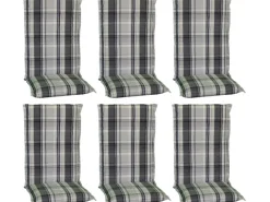 Beo Gartenstuhlauflagen|Sitzauflage Hochlehner Atika 6er Set Karo Beige