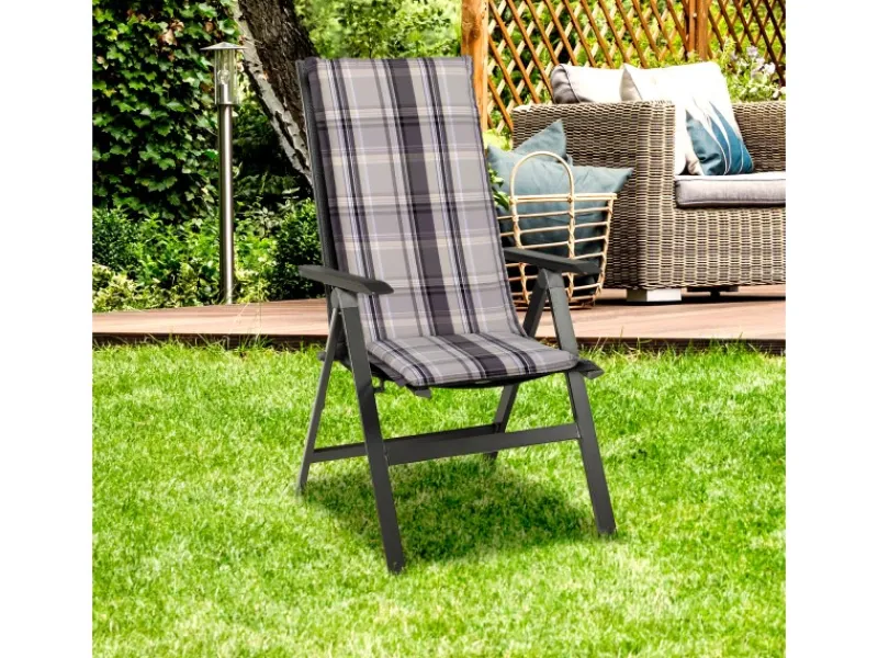 Beo Gartenstuhlauflagen|Sitzauflage Hochlehner Atika 6er Set Karo Beige