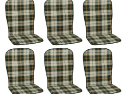 Beo Gartenstuhlauflagen|Sitzauflage Hochlehner Mono 6er-Set kariert