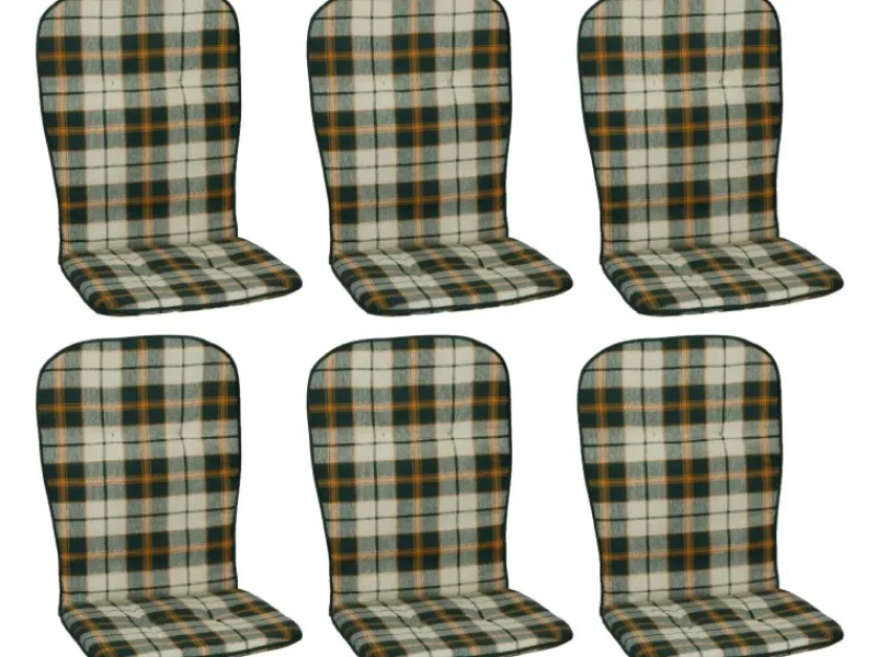 Beo Gartenstuhlauflagen|Sitzauflage Hochlehner Mono 6er-Set kariert