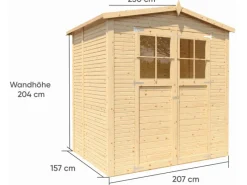 Gerätehaus Plexi Apex 2 Natur 157 cm x 207 cm FSC®*Bertilo Online