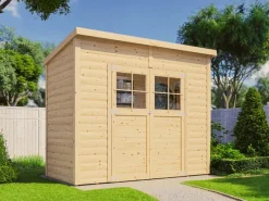 Bertilo Kaminholzregale|Holz-Gartenhaus Alster 245 cm x 122 cm Natur FSC®