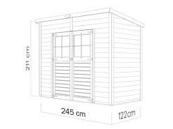 Bertilo Kaminholzregale|Holz-Gartenhaus Alster 245 cm x 122 cm Natur FSC®